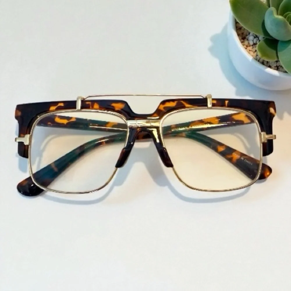 ✨ Tortoise & Gold Oversized Square Glasses  - Prescription Ready